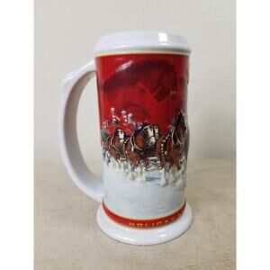 Budweiser 25th Anniversary 2004 Holiday Beer Stein Mug Handcrafted 7" Brazil
